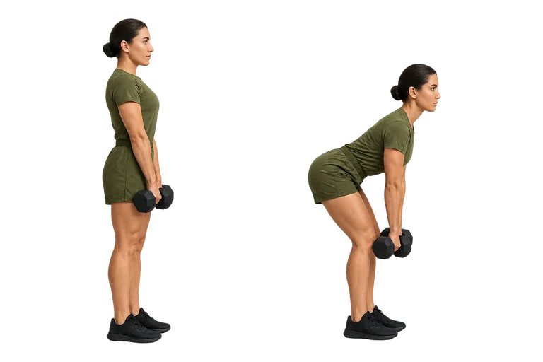 Romanian deadlift, start and finish