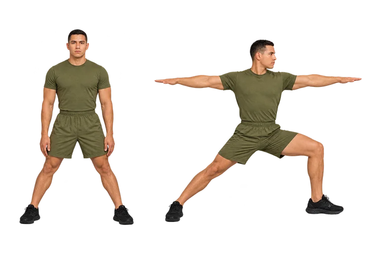 Warrior II, entry and hold